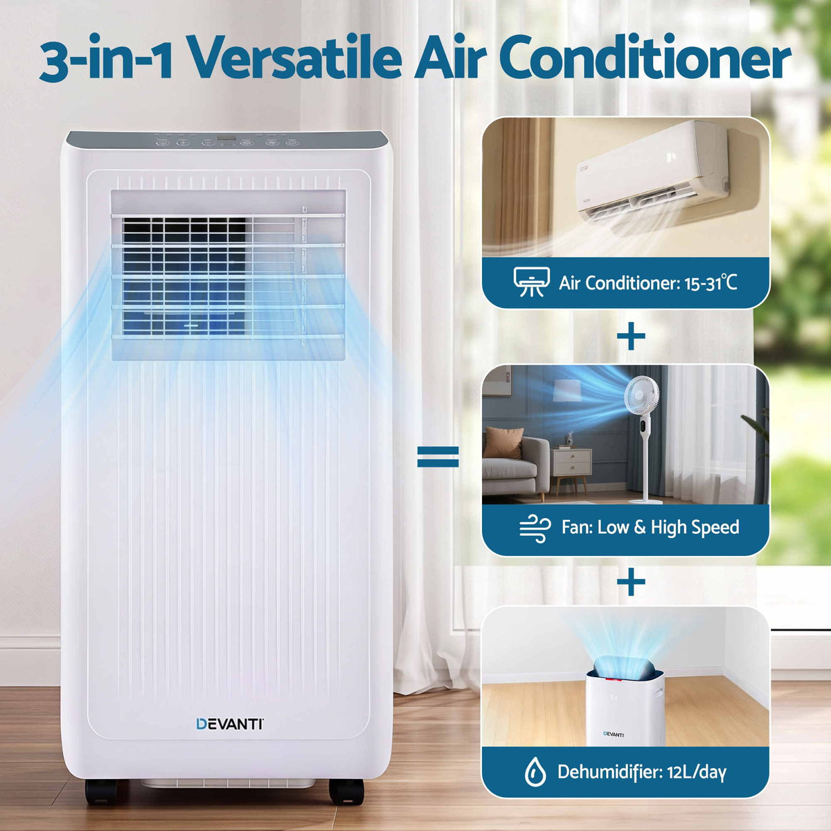Devanti 5000 BTU portable air conditioner controls