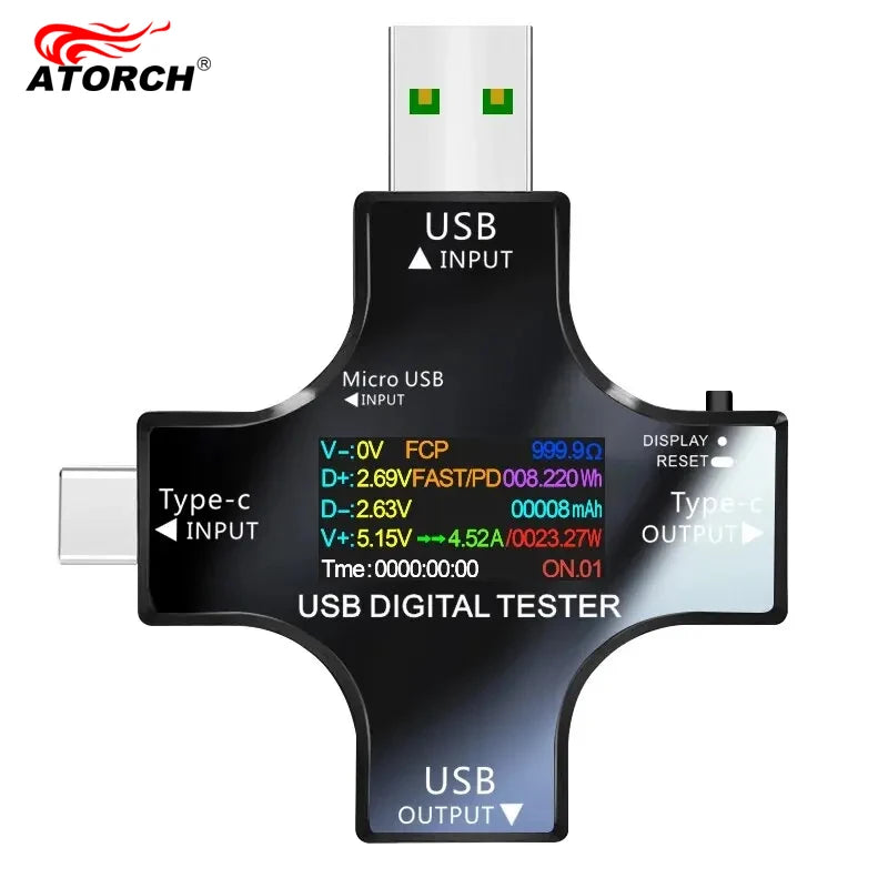 ATORCH USB and USB-C digital voltage current power and capacity meter – feature overview