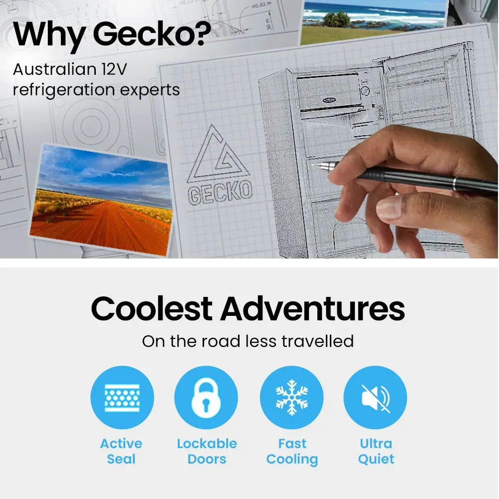GECKO 70L Portable Bar Fridge and Freezer 12V/24V for Camping, Caravans, Silver - additional product photo