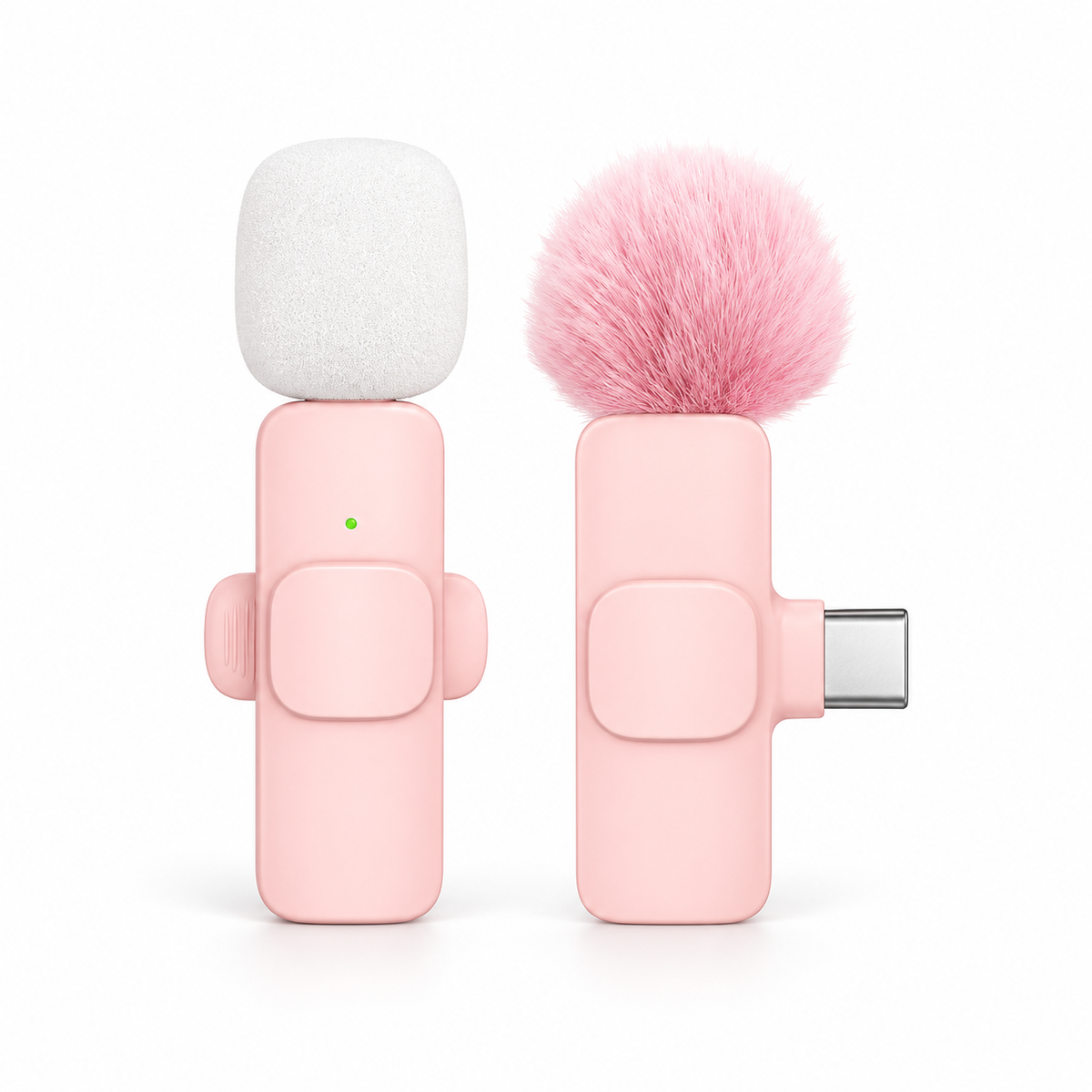 Pink mini wireless lavalier microphone with USB-C receiver